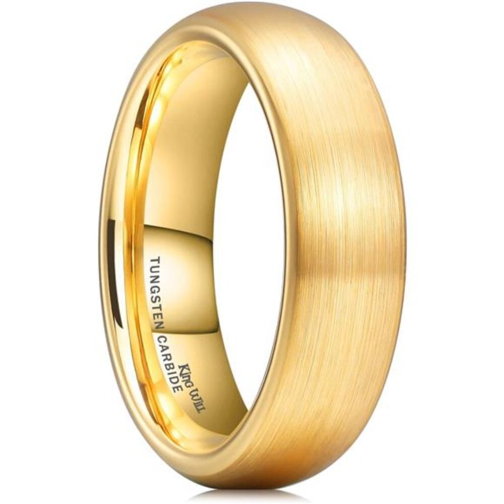 14K Gold/Rose Gold 4mm 6mm 8mm Tungsten Carbide Ring Dome Matte Brushed Wedding
